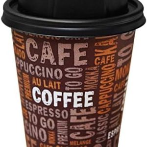 Gastro-Bedarf-Gutheil 100 Kaffeebecher Pappe 200ml / 8oz Pappbecher Einwegbecher EINWEG Coffee to go 0,2 L Top Becher mit Deckel in Schwarz