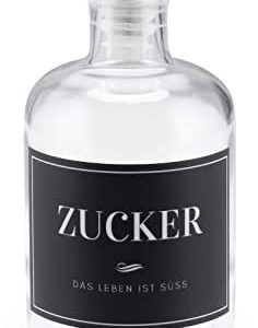 Lifestyle Lover Zuckerstreuer aus Glas 350ml Flasche, Dosierer aus Edelstahl, ideal für weißen braunen Zucker (ZUCKER)