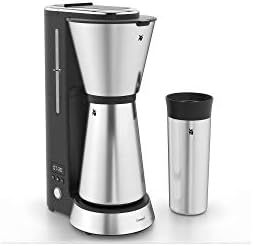 WMF Küchenminis Aroma Filterkaffeemaschine klein mit Thermoskanne, 870 Watt, Thermobecher to go, kleine single Kaffeemaschine mit Timer, cromargan matt