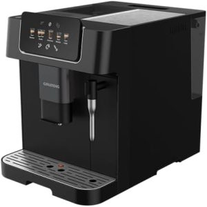 GRUNDIG KVA 6230 Kaffeevollautomat mit Milchaufschäumdüse, Edelstahlmahlwerk mit 13 Mahlgraden, 250 g Bohnenbehälter, 2 Liter abnehmbarer Wassertank, 19 Bar Pumpendruck, Touch-Display, Schwarz