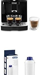 De'Longhi Magnifica S Smart ECAM 230.13.B Kaffeevollautomat mit Milchaufschäumdüse,2-Tassen-Funktion, Schwarz & De'Longhi Original Wasserfilter DLSC002, Zubehör für De'Longhi Kaffeevollautomaten, weiß