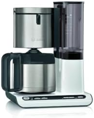 Bosch Filterkaffeemaschine Styline TKA8A681, Aroma Sensor, Edelstahl-Thermokanne 1,1 L, für 8-12 Tassen, Abschaltautomatik, Entkalkungssystem, Tropfstopp, abnehmbarer Wassertank (1 L), 1100 W, weiß