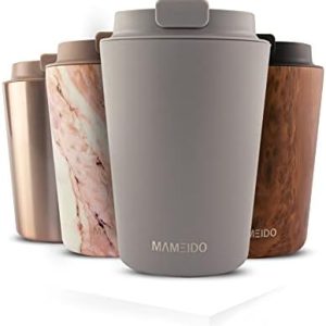 MAMEIDO Thermobecher 350ml, 470ml & 700ml - dichter Kaffeebecher to go aus Edelstahl doppelwandig isoliert, auslaufsicher - Coffee to go Becher warmhaltend (Taupe Grey, 0,35l)