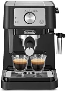 De'Longhi Stilosa EC 260.BK – traditionelle Siebträgermaschine inkl. Tamper, Espressomaschine mit professionellem Milchaufschäumer, für Espressopulver oder ESE Pads, 1 l Wassertank, schwarz