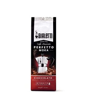 Bialetti - Perfetto Moka Cioccolato: Gemahlener Kaffee mit mittlerer Röstung, Schokoladenaroma, 250g, Beutel mit Aromaventil