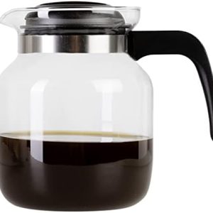 Wenco Premium Glas-Kaffeekanne/Teekanne mit Kunststoff-Deckel, 1,25 l, Transparent, Schwarz (Version 2021)