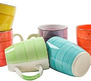 Kaffeetasse 340 ml aus Porzellan in bunten Farben - 6er Set - Kaffeebecher Tasse Becher