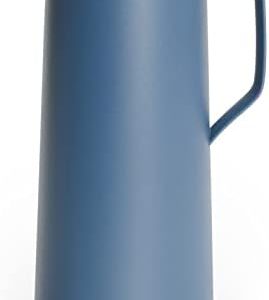 Emsa N41703 Motiva Isolierkanne | 1 Liter | Quick-Press-Verschluss | 12h heiß, 24h kalt | Glaskolben | Made in Germany | Nordisches Design | Nord Blau