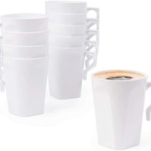 MATANA 50 Weiße Hartplastik Kaffeebecher, 255ml - Kaffee, Tee, Schokolade, Heiße & Kalte Getränke - Stabil & Mehrweg - Camping, Hochzeiten, Picknick, Grillabende, Outdoor-Events, Partys