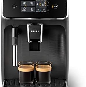 PHILIPS SERIES 2200 KAFFEEVOLLAUTOMAT – KLASSISCHER MILCHAUFSCHÄUMER, INTUITIVES TOUCHDISPLAY, MATTES SCHWARZ (EP2220/10)