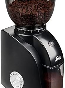 Solis Scala Zero Static 1662 Elektrische Kaffeemühle - Coffee Grinder - Espressomühle mit 24 Mahlgradeinstellungen - Schutz Gegen Statischen Kaffee - Kaffeebohnenbehälter 300 Gramm - Schwarz