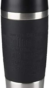 Emsa 513361 Travel Mug Classic Thermo-/Isolierbecher, Fassungsvermögen: 360 ml, hält 4h heiß/ 8h kalt, 100% dicht, auslaufsicher, Quick-Press-Verschluss, 360°-Trinköffnung, schwarz