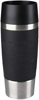 Emsa 513361 Travel Mug Classic Thermo-/Isolierbecher, Fassungsvermögen: 360 ml, hält 4h heiß/ 8h kalt, 100% dicht, auslaufsicher, Quick-Press-Verschluss, 360°-Trinköffnung, schwarz