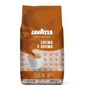 Lavazza, Crema e Aroma, Arabica und Robusta Kaffeebohnen, Ideal für Espressomaschinen, mit Schokoladigen Aromen, Intensität 8/10, Mittlere Röstung, 1 kg Packung