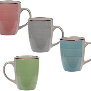 Kaffeetasse 275 ml aus Porzellan bunt/Innen creme - 4er Set - Kaffeebecher Tasse Becher