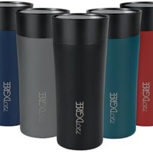 720°DGREE Thermobecher 350ml “PleasureToGo 2.0” - 3 Größen, Auslaufsicher, Hygienisch, BPA-Frei - Schlanker Edelstahl Thermo Kaffeebecher to go, Isolierbecher - 360°-Trinköffnung - 5h heiß, 10h kalt