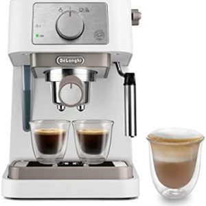 De'Longhi Manuelle Kaffeemaschine Stilosa EC260.W, 15 Bar Druck, Cappuccino-System, Abschaltautomatik, Kompatibel mit ESE-Pads, 2 Etagenbehälter, Fassungsvermögen 1L, Weiß