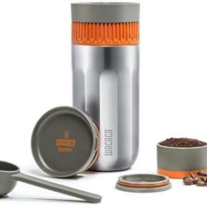 WACACO Pipamoka Tragbare Kaffeemaschine, Reise Kaffeemaschine Klein, Manuelle Camping Kaffeebereiter, Alles in Einem Vakuumdruck, Edelstahl Thermobecher, Schnelle Extraktion, 10 fl oz