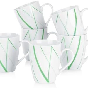 VEWEET, Porzellan Kaffeebecher 'Aviva' 6-teilig Set | Füllmenge 350 ml, Höhe 10,2 cm | Ergänzung zum Tafelservice 'Aviva' | Teetassen für 6 Personen, AVIVA-6MUG, Grün