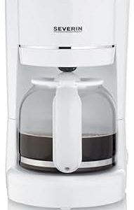 SEVERIN Filterkaffeemaschine mit Glaskanne, Kaffeemaschine mit Permanentfilter, für bis zu 10 Tassen (1,25L), mit Warmhalteplatte und Auto-Abschaltung, 900 W, weiß, KA 4323