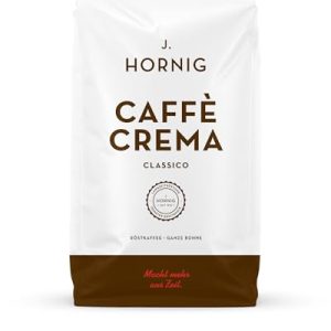 J. Hornig Kaffeebohnen Espresso, Caffè Crema Classico, 1kg ganze Bohnen, nussig-schokoladiger Geschmack, für Vollautomaten, Siebträgermaschine und Espressokocher