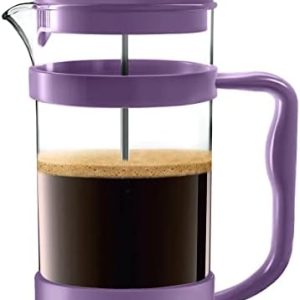 KICHLY French Press Kaffeemaschine- Tragbare Cafetière mit Dreifachfilter- Hitzebeständiges Glas mit Edelstahlgehäuse- Große Karaffe- 1000ml / 1 litre / 34Oz - Pflaume