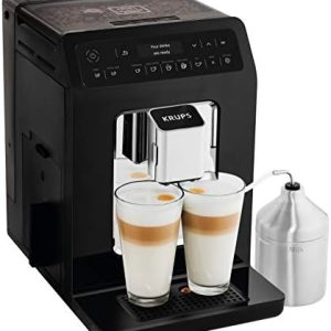 Krups EA8918 Evidence Kaffevollautomat | OLED-Display Barista Quattro Force Technologie | 12 Kaffee | 3 Tee Variationen | One-Touch-Cappuccino | 2-Tassen Funktion | schwarz