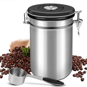 Shayson Kaffeedose 500g Bohnen Kaffeedose Luftdicht 1500ml mit Löffel und Kalenderrad, Edelstahl Kaffee Dose Behälter zum Aufbewahren von Kaffeebohnen, Tee, Nüssen, Würze, Kakao usw