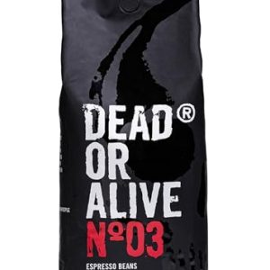 DEAD OR ALIVE Espresso No3 - Starke Espressobohnen 1kg - 100% Robusta - Kaffeebohnen für Kaffeevollautomat und Espressomaschine - Ganze Bohnen mit viel Koffein aus Italien - Coffee Beans