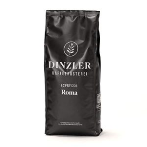 Dinzler Kaffeerösterei Espresso Roma 1kg | ganze Espressobohnen | Ideal für Siebträgermaschine & Vollautomat | Kräftiger Espresso | fantastische Crema