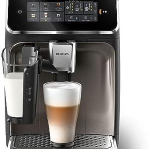 Philips 3300 Series Vollautomatische Espressomaschine - 6 Getränke, Modernes Farb-Touchscreen-Display, LatteGo-Milchsystem, SilentBrew, 100% Keramikmahlwerk, AquaClean Filter. Schwarzchrom (EP3347/90)