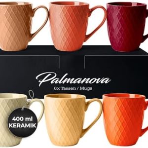 MIAMIO – 6 x 400 ml – Kaffeetassen Set/Becher – Moderne Keramik Tasse Matt – Kaffeetasse groß – Palmanova Kollektion (Magma)