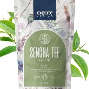 Sencha Grüner Tee Monte Nativo (200g) - Sencha Tee schonend getrocknet - hochwertiger und aromatischer Grüntee (Green Tea) - premium Qualität grüner Tee lose - Kräutertee perfekt als Tee Geschenk