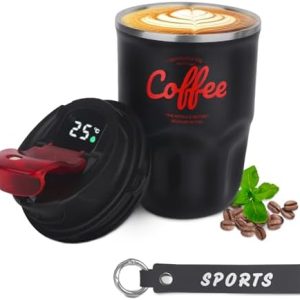 HIGSPE 360ml Thermobecher Edelstahl, Kaffeebecher to go Thermo, Coffee to go Becher mit Deckel Auslaufsicher, Intelligente Temperaturanzeige Isolierbecher, Travel Mug für Kaffee, Wasser, Tee