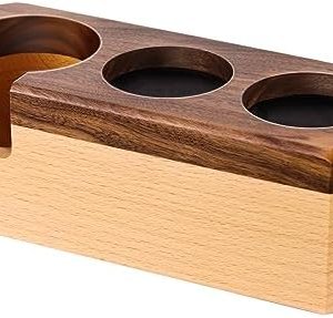 JOYONE Espresso Tamperstation, DREI-in-einem natürliche Massive Holz tampingstation passend für 58mm Tamper/Distributor und Portafilter, Espresso Tamper Station, passend für die meisten Kaffeezubehör