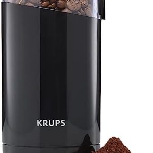 Krups F20342 Kaffeemühle und Gewürzmühle in Einem | Leistungsstarker Motor | Mahlgrad variabel | 75g Füllmenge | Schlagmesser aus Edelstahl | Sicherheitsdeckel | Anti-Rutsch-Füße | Schwarz