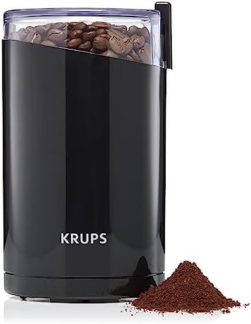 Krups F20342 Kaffeemühle und Gewürzmühle in Einem | Leistungsstarker Motor | Mahlgrad variabel | 75g Füllmenge | Schlagmesser aus Edelstahl | Sicherheitsdeckel | Anti-Rutsch-Füße | Schwarz