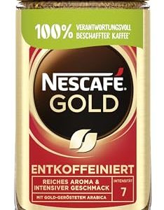 NESCAFÉ GOLD Entkoffeiniert, löslicher Bohnenkaffee, Instant-Kaffee aus erlesenen Kaffeebohnen, vollmundig & aromatisch, koffeinfrei, 1er Pack (1 x 200g)