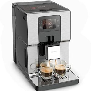 Krups Intuition Experience Kaffeevollautomat, Farb-Touchscreen, Kaffeemaschine mit Leuchtindikatoren, 17 personalisierbare Getränke, personalisierte Rezepte, Edelstahl