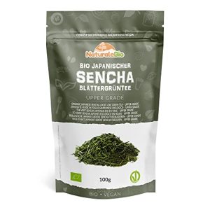 Japanischer Sencha Tee – 100 g Bio Grüntee – 100% reiner und natürlicher grüner Sencha Tee - Lose in Blättern der ersten Ernte – Bioprodukt angebaut in Japan – NaturaleBio