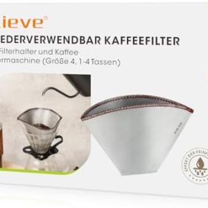 Aieve Kaffee Filter Wiederverwendbar Kaffeefilter Größe 4 Edelstahl Dauerfilter kompatibel mit Philips Filterkaffeemaschine(HD7546/20) für Filterhalter Kaffeemaschine (8-12 Tassen)