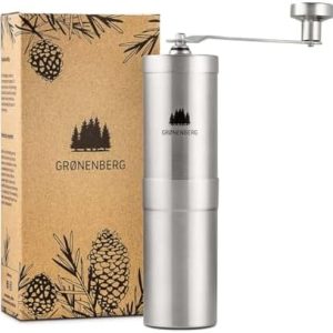 Groenenberg Kaffeemühle I Hochwertige Kaffeemühle manuell aus Edelstahl I Coffee grinder mit stufenlos einstellbarem Kegelmahlwerk für Kaffee & Espresso