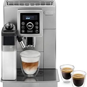 De'Longhi ECAM 23.466.S Perfetto Kaffeevollautomat mit LatteCrema Milchsystem, Cappuccino und Espresso auf Knopfdruck, Digitaldisplay mit Klartext, 2TassenFunktion, großer 1,8 l Wassertank, silber