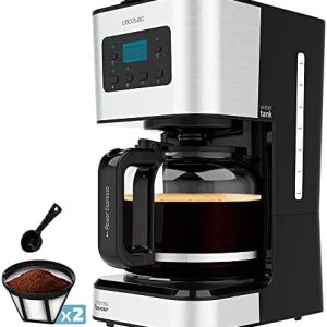 Cecotec Programmierbare Tropfkaffeemaschine Coffee 66 Smart Plus. 980W, Fassungsvermögen 12 Tassen, ExtemAroma-Technologie, AutoClean-Funktion, Edelstahldesign, LCD-Bildschirm, 1,5L Fassungsvermögen