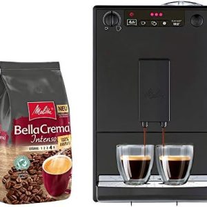 Melitta Caffeo Solo E 950-222 Kaffeevollautomat pure black + Melitta BellaCrema Intenso Ganze Kaffeebohnen