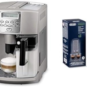 De'Longhi Magnifica ESAM 3500.S Kaffeevollautomat mit Milchaufschäumdüse für Cappuccino, mit Espresso Direktwahltaste, 2-Tassen-Funktion, großer 1.8L Wassertank, Grau/Silber mit DLSC 500 Entkalker