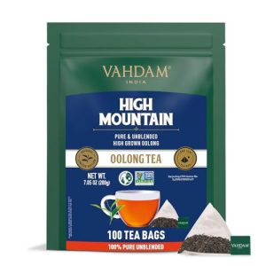 VAHDAM, Himalaya Oolong Teebeutel (100 Teebeutel) 100% Reiner Oolong Tee Loser Blatt in Pyramidenteebeuteln | Braü Heiß, Eis/Kombucha Tee