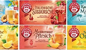 Teekanne Ländertee-Mix, Griechische Aprikose, Spanische Orange, Italienische Limone, Karibische Mango, Mediterraner Pfirsich, Italienische Süßkirsche, 6 Packungen, 270 g