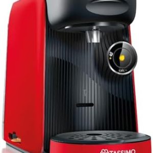 Bosch Tassimo finesse friendly Kapselmaschine TAS163E, 70 Getränke, intensiverer Kaffee auf Kopfdruck, Abschaltautomatik, nachhaltig, perfekt dosiert, 1400 W, rot/schwarz