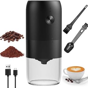 LIUWID Elektrische Kaffeemühlen mit Keramik Kegelmahlwerk Kaffeebohnenmühle Elektrisch mit Einstellbarer Grobheit, Tragbare Wiederaufladbare Coffee Grinder 30g Kapazität für Kaffeebohnen